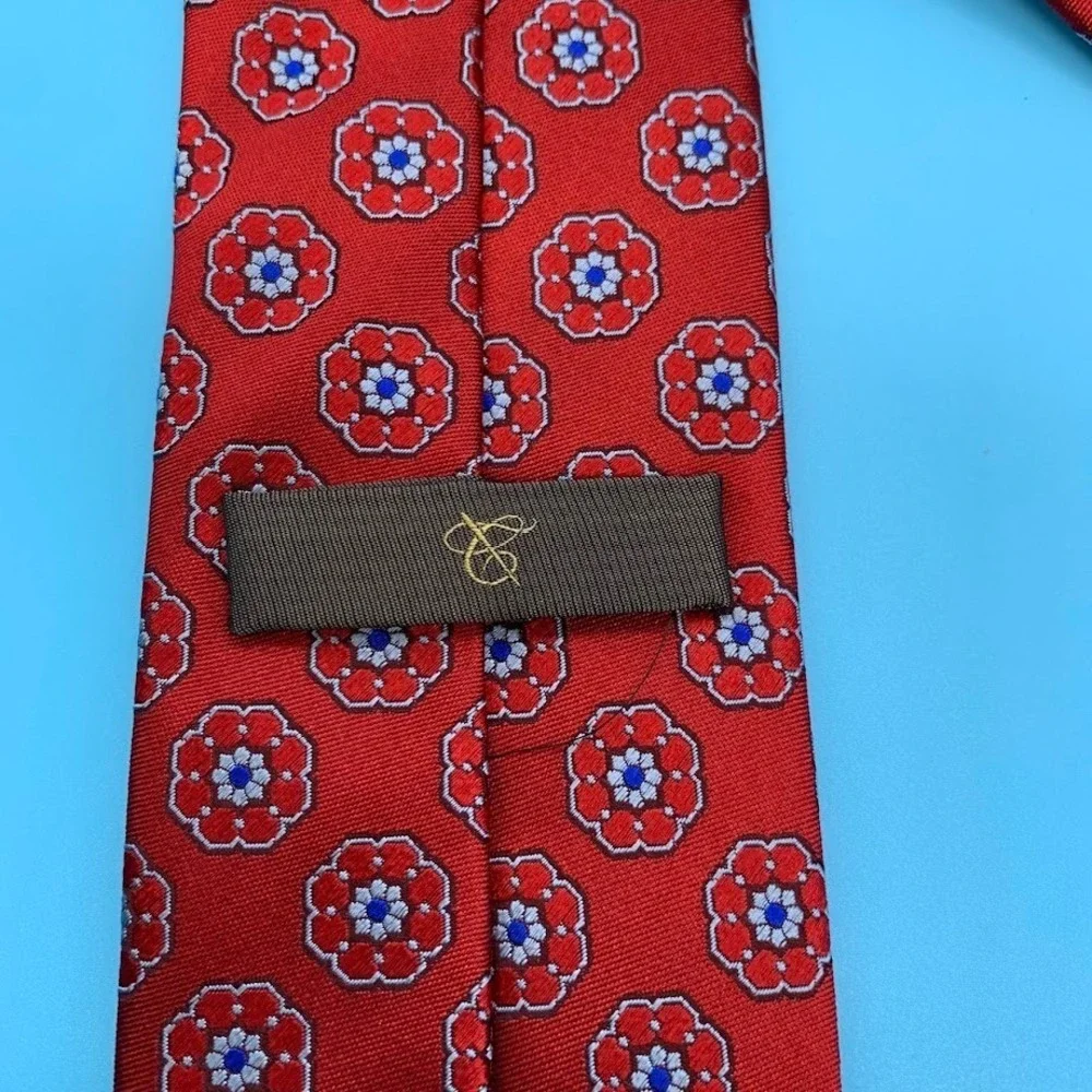 Canali Red Floral 100% Silk Luxury Men's Classic Neck Tie Made in Italy